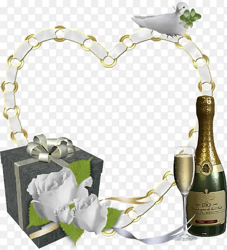 礼物盒香槟鸽子装饰框