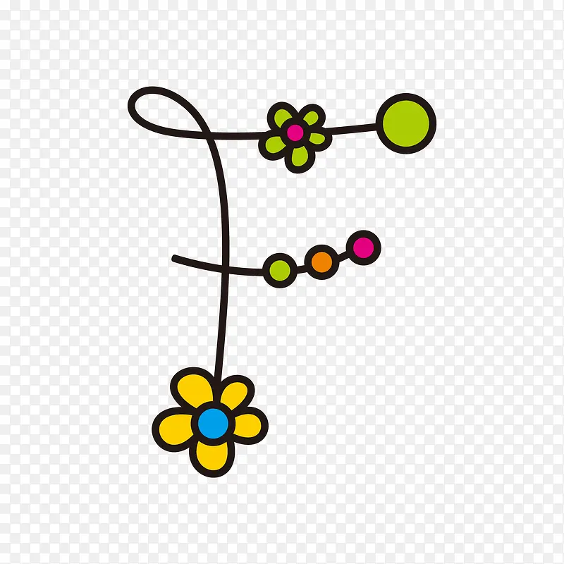 花朵字母设计矢量图F