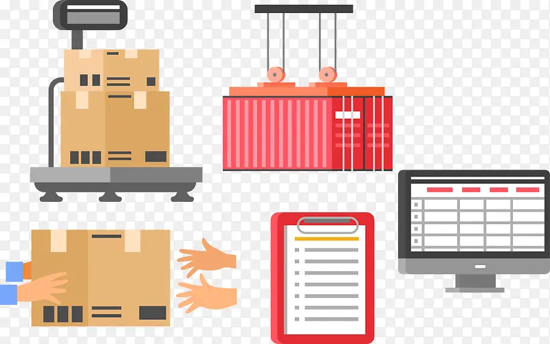 矢量商务素材货物运输箱子行李