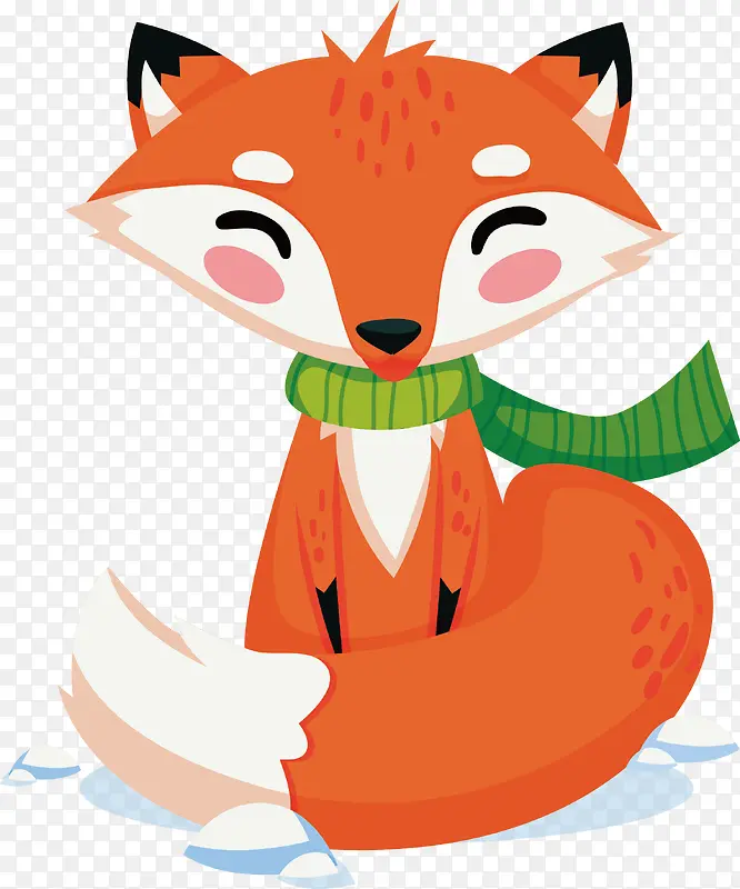 微笑的可爱冬天狐狸