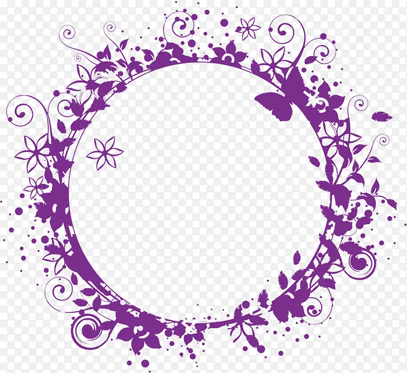手绘紫色花环吊牌