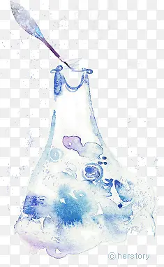 手绘水彩羽毛笔