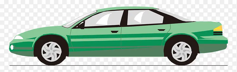 卡通手绘绿色时尚轿车