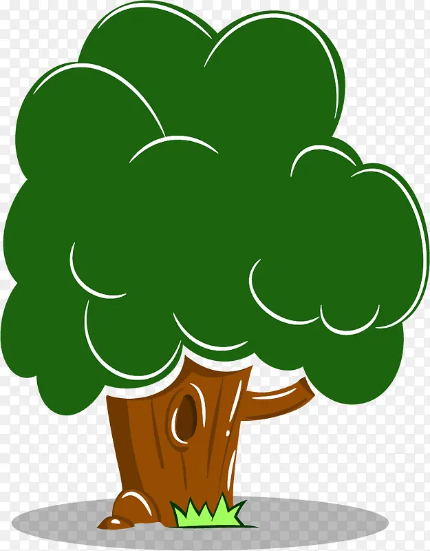盛开的绿色卡通大树