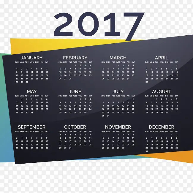 2017商务型日历矢量素材