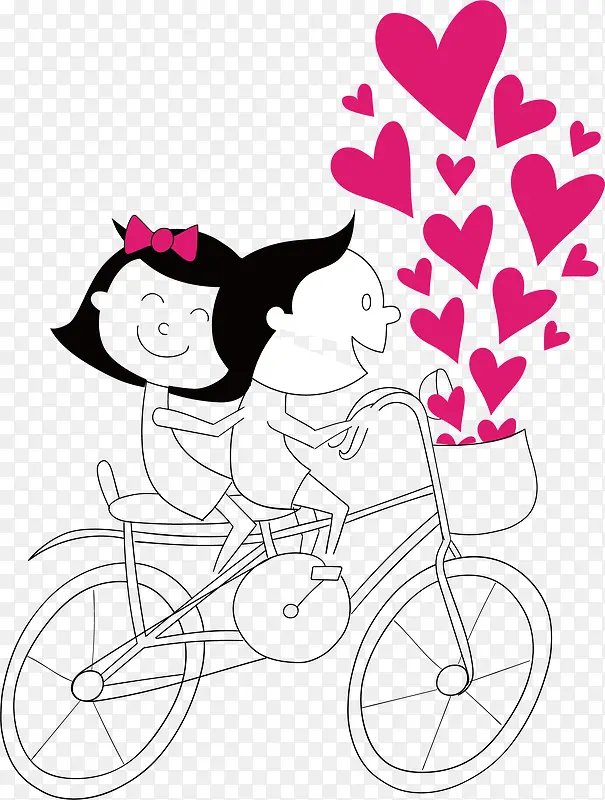 矢量卡通骑自行车的情侣
