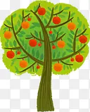 手绘红色苹果树树木