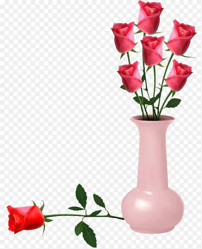 粉色花瓶粉红色玫瑰花