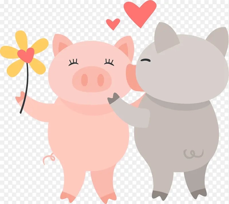 情人节相爱爱心小猪