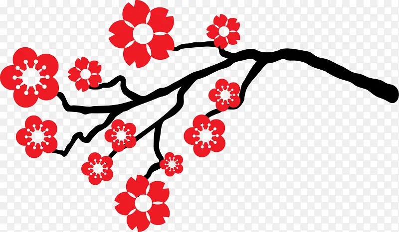红色美丽春节花枝