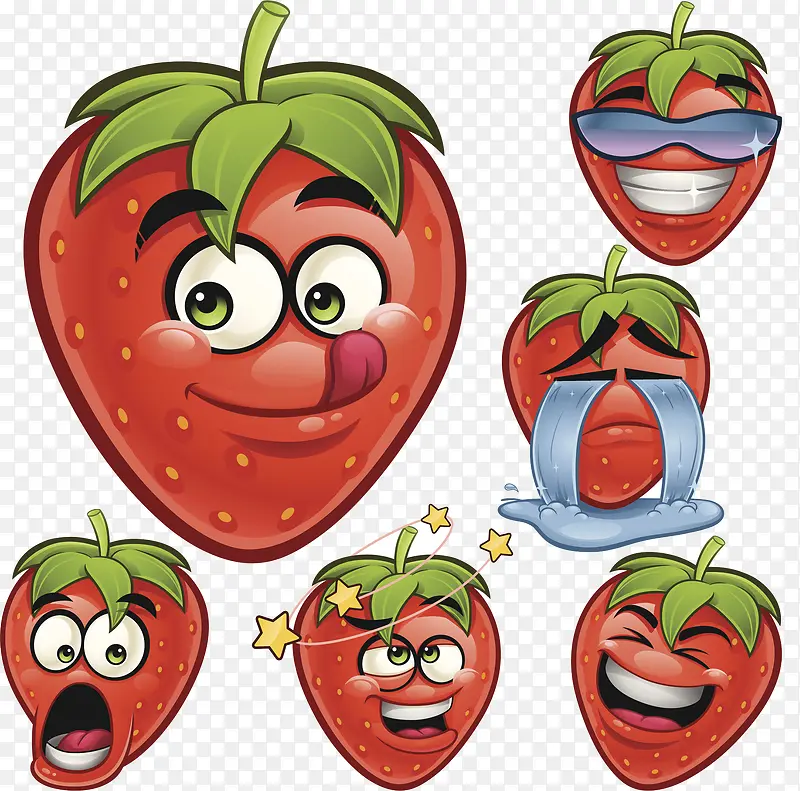 草莓表情插画
