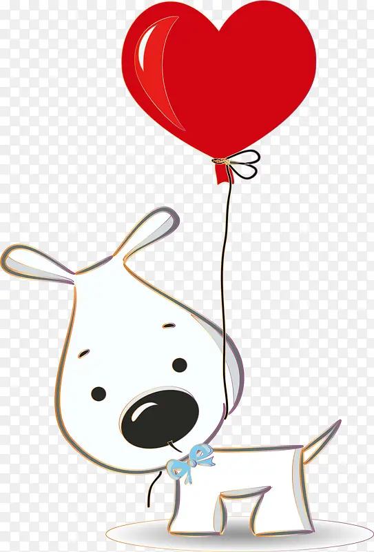 卡通情人节气球小狗