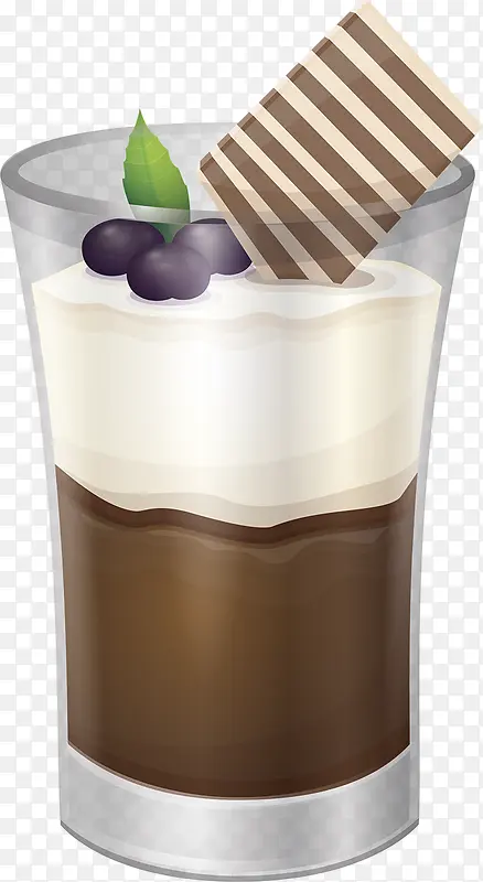 巧克力蓝莓咖啡奶盖素材免抠
