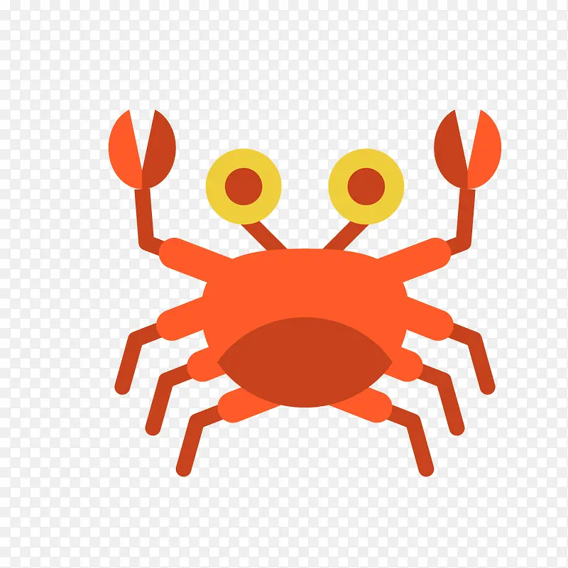 红黄色卡通螃蟹海鲜