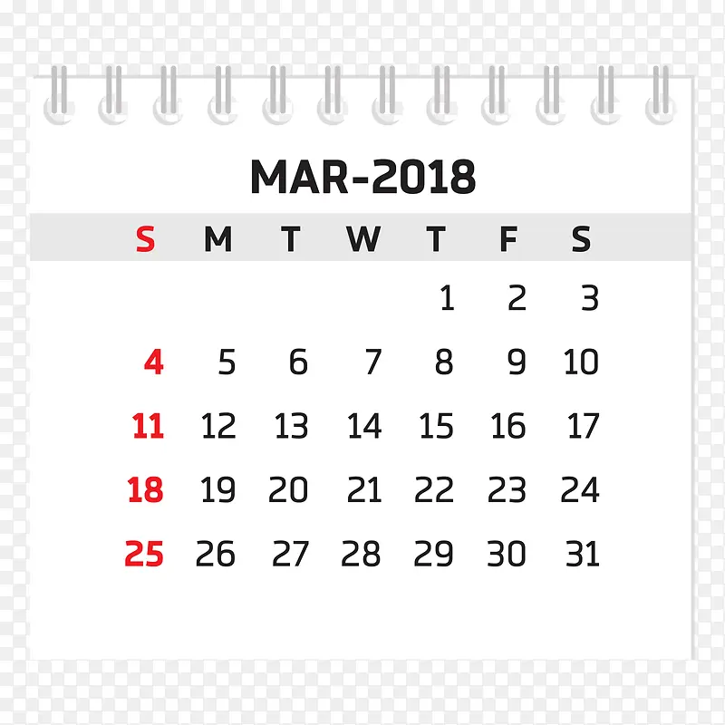 黑白色2018三月台历