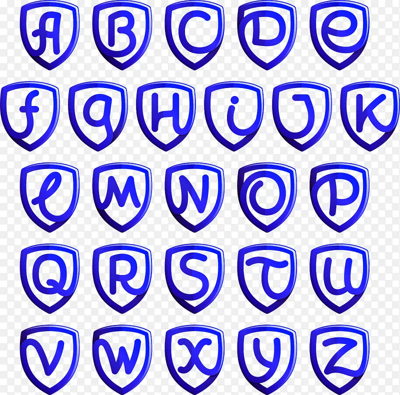 蓝色盾牌字母矢量素材