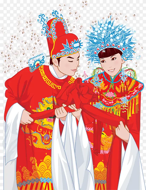 手绘中国风婚礼服饰