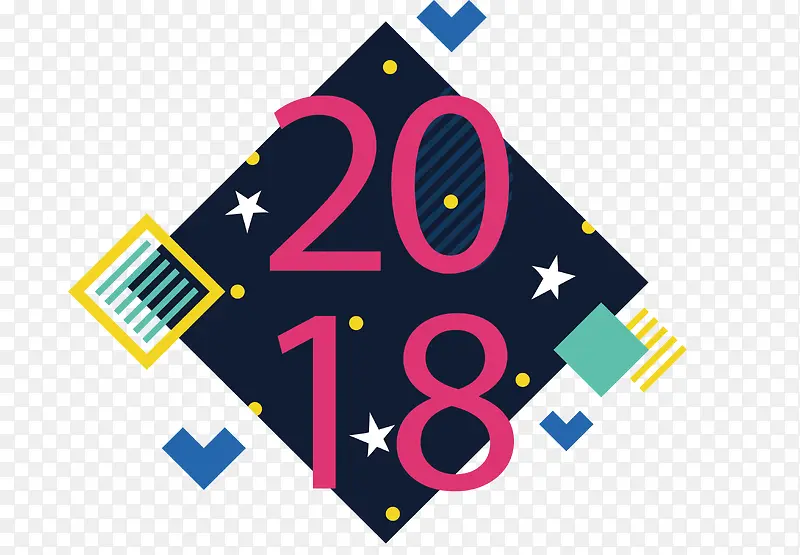 彩色矩形花纹2018海报