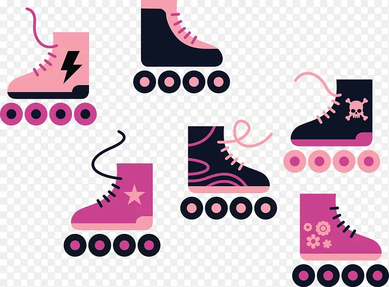矢量图粉色溜冰鞋