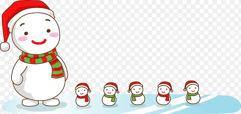 手绘圣诞雪人排队图案