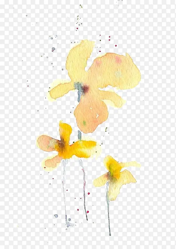 水彩黄色花朵