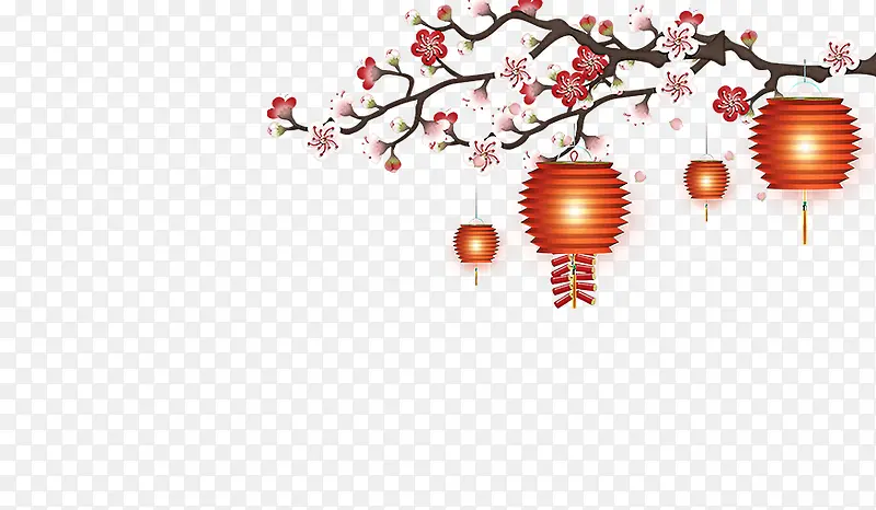 传统中国风梅花灯笼春节装饰