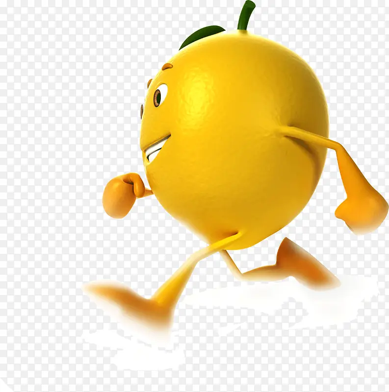可爱奔跑的黄色橙子