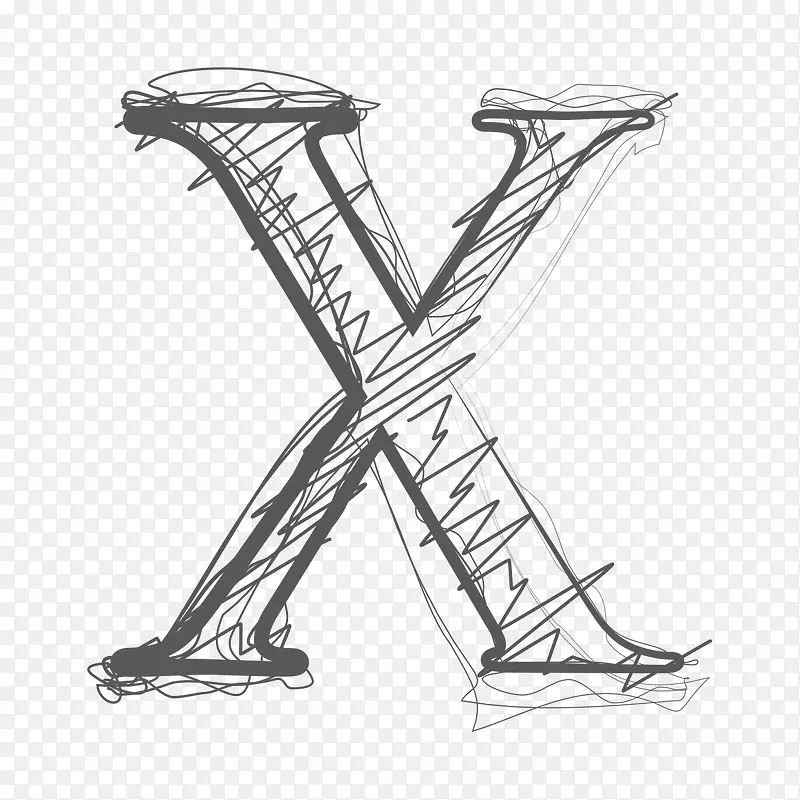 黑色手绘的字母X