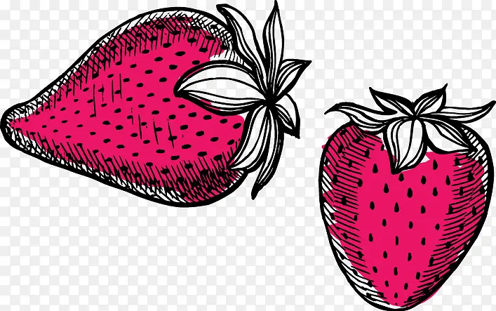 卡通矢量手绘水果红草莓