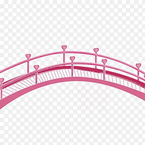 手绘，桥，粉色，心