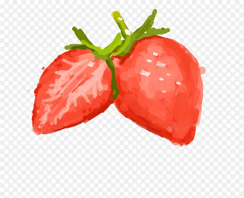 手绘水彩水果插画新鲜草莓插图