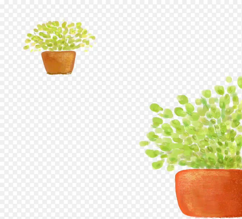 手绘盆栽绿色植物