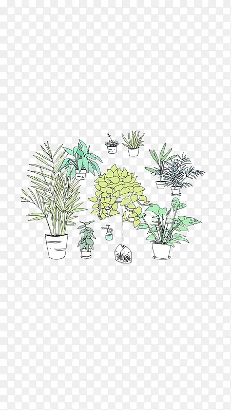 小清新手绘植物素材图