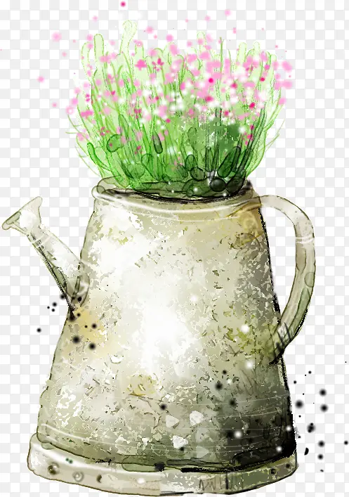 创意水彩设计盆栽花朵
