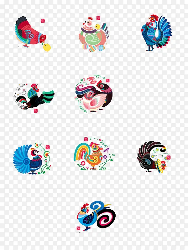 卡通鸡的组合