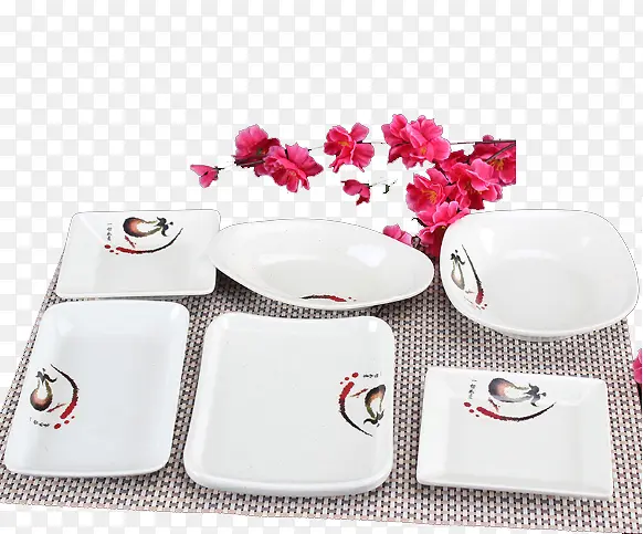 花和厨房用品餐具白色碗