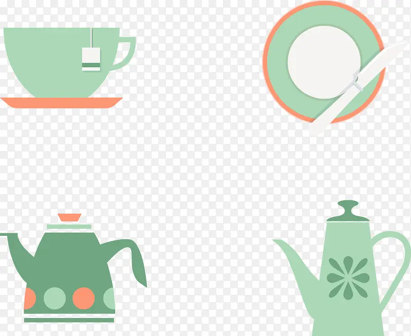 浅绿餐具厨房用具图标矢量图
