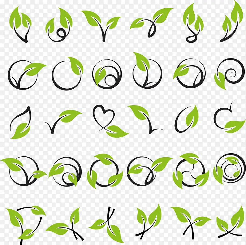 绿色 卡通植物 环保 线条