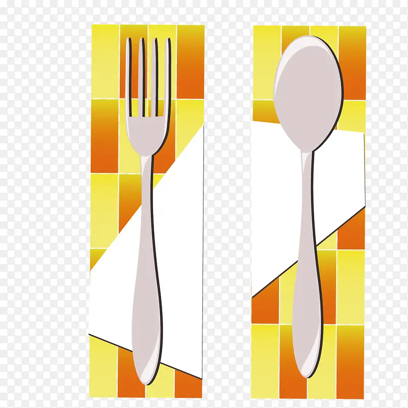 矢量餐具叉子勺子