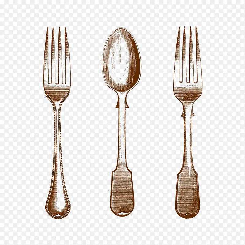 食品餐具叉汤匙矢量图