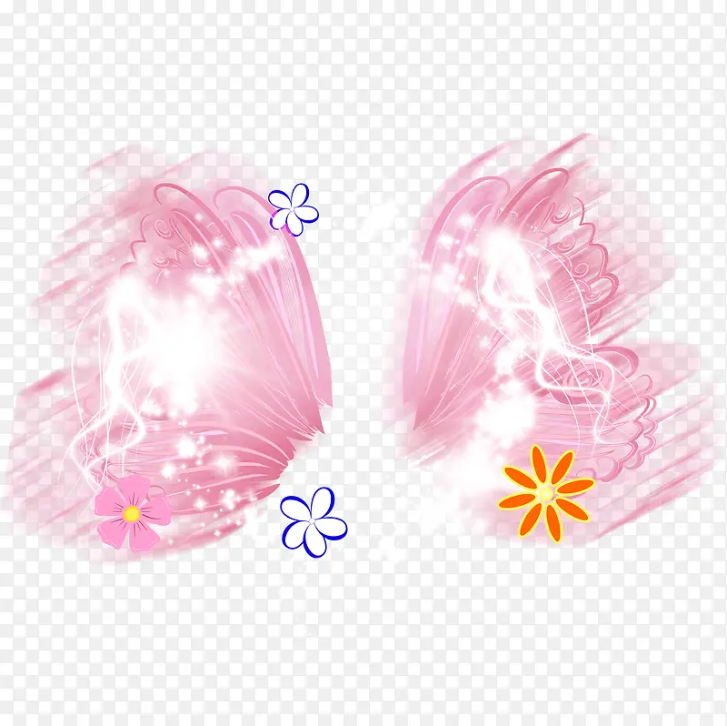 粉色梦幻蝴蝶花朵装饰图案