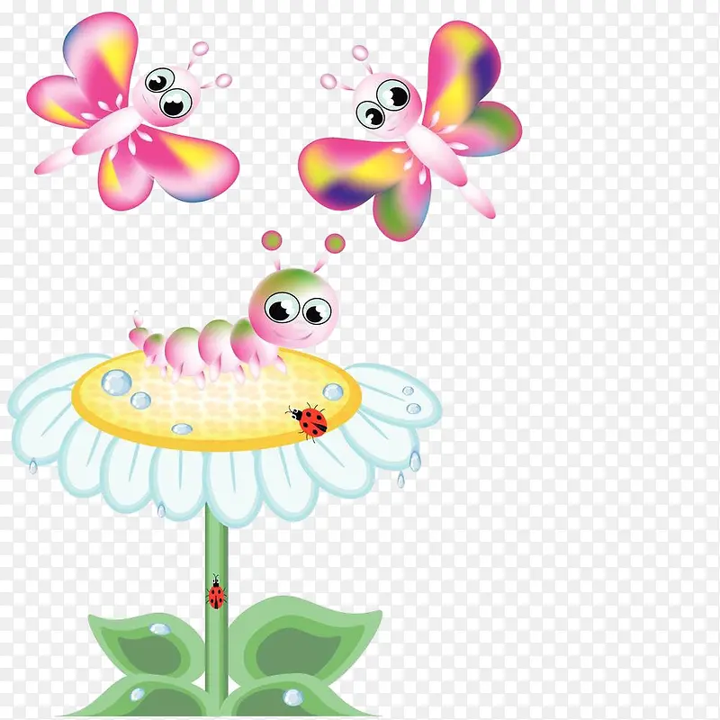 卡通蝴蝶花朵