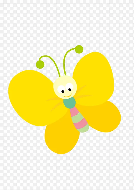 卡通手绘黄色的蝴蝶