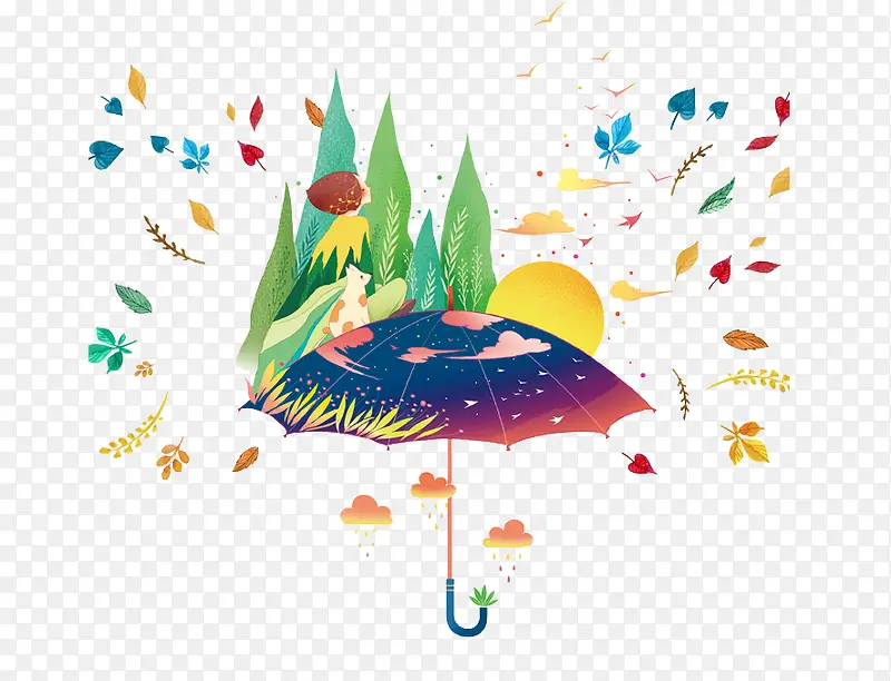 彩色的花伞