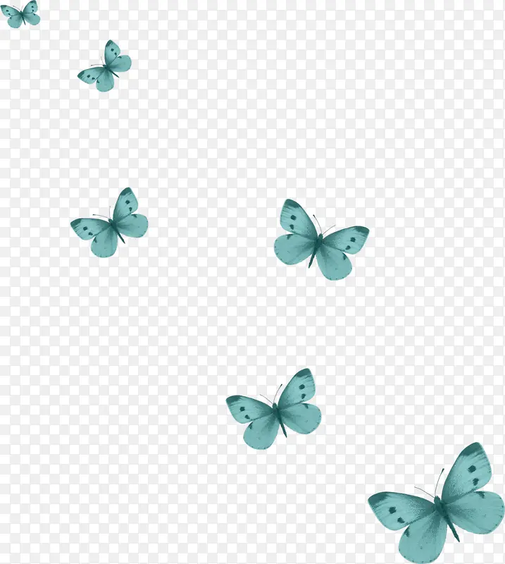 漂浮蓝色蝴蝶卡通装饰素材