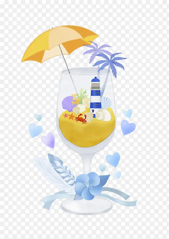 高脚杯和沙滩伞
