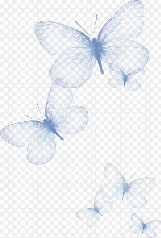 蓝色清新蝴蝶装饰图案