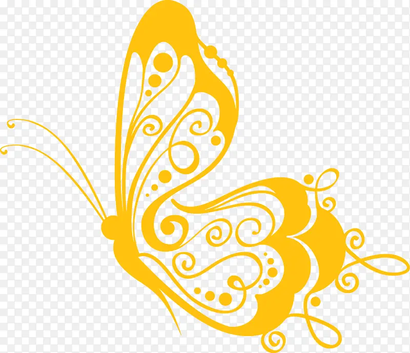 黄色手绘的蝴蝶