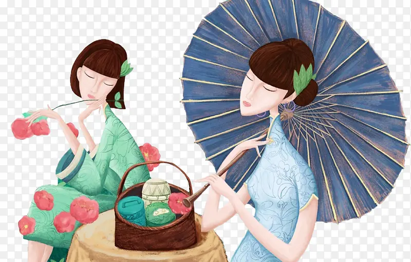 遮阳闻花的女子PNG图片素材下载_图片编号qrmpnrlo-免抠素材网