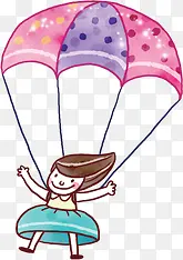 背着降落伞的小女孩卡通画